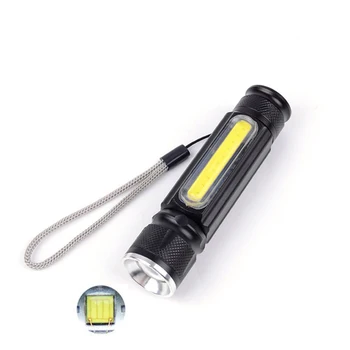 

Usb Rechargeable Multifunctional Led Flashlight Battery Powerful Torch Side Cob Light Design Flashlight Tail Magnet Work Light
