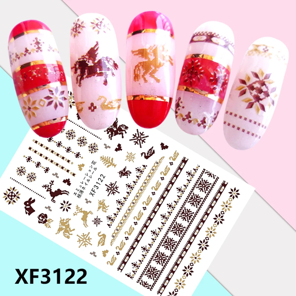 

Christmas Nail Art Nail sticker New Year Slider Tattoo Christmas Water Decal Santa Claus Snowman Full Wraps Designs Decals