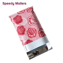 Speedy почтовых отправителей 100 шт. 150x230 мм 6x9/дюймов с принтом розы Шаблон поли почтовых отправителей самозапечатывающийся пластик