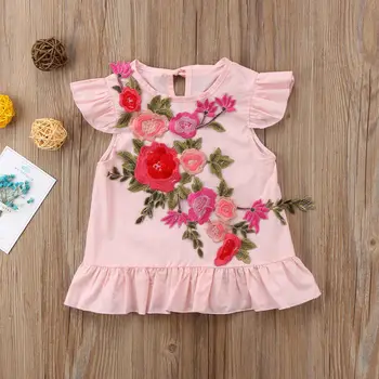 

Pudcoco Girl Dress 1Y-5Y Infant Kids Baby Girls Princess Floral Dress Summer Embroidery Clothes Outfits