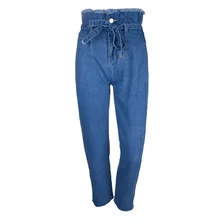 Джинсы с высокой талией женские свободные бандажные джинсовые брюки стрейч для мам джинсы с высокой талией