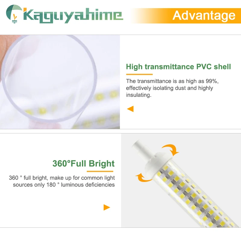 Kaguyahime 220 V Dimmable R7S лампы Стекло трубки Кукуруза лампа 6W 9W 12W 220V заменить галогенные пятно света прожектор 78 мм 118 мм 135 мм