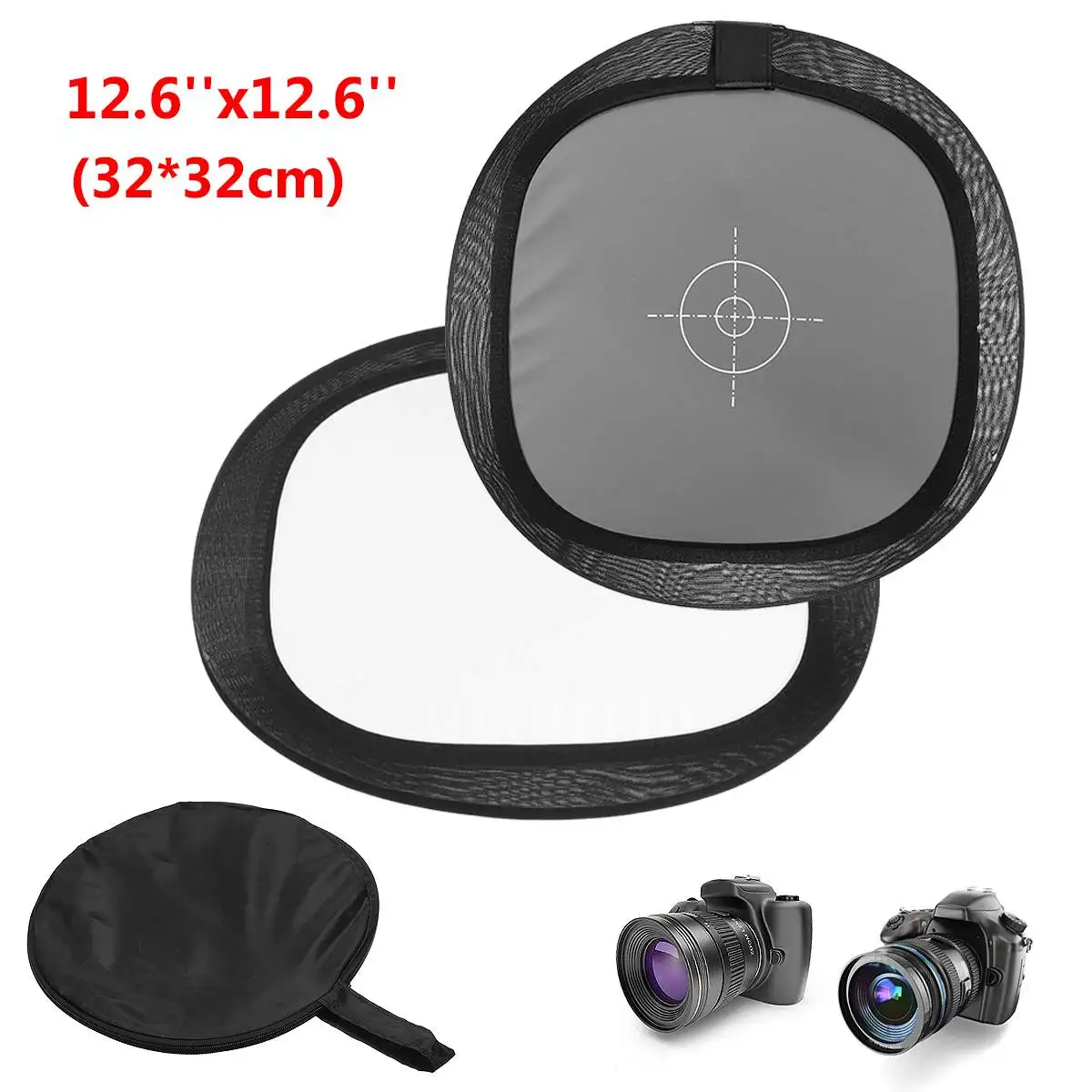 

12 " Inch 30cm 18% Foldable Gray Card Reflector White Balance Double Face Focusing Board with Carry Bag