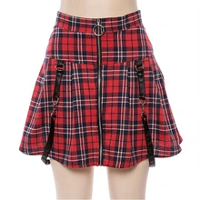 Модная школьная мини-юбка для девочек, плиссированная клетчатая юбка на молнии, юбки для девочек-подростков, одежда в консервативном стиле