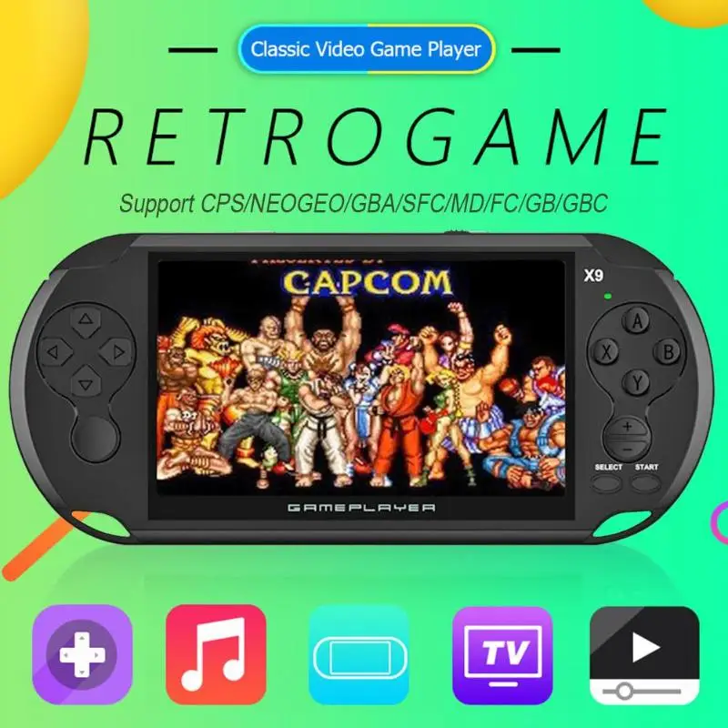 

X9 5 inch Handheld Game Console Handhold Game For GBA Portable Games Consoles Built-in 3000 Classic Games MP5 Child GamePads