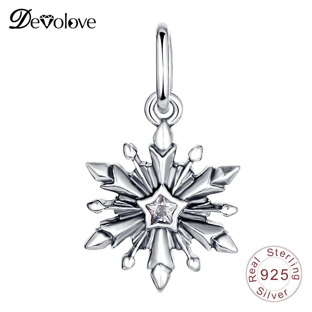 Devolove Freeze Снежинка бисера Красивая подвеска серебряные бусины 925 пробы Fit Pandora