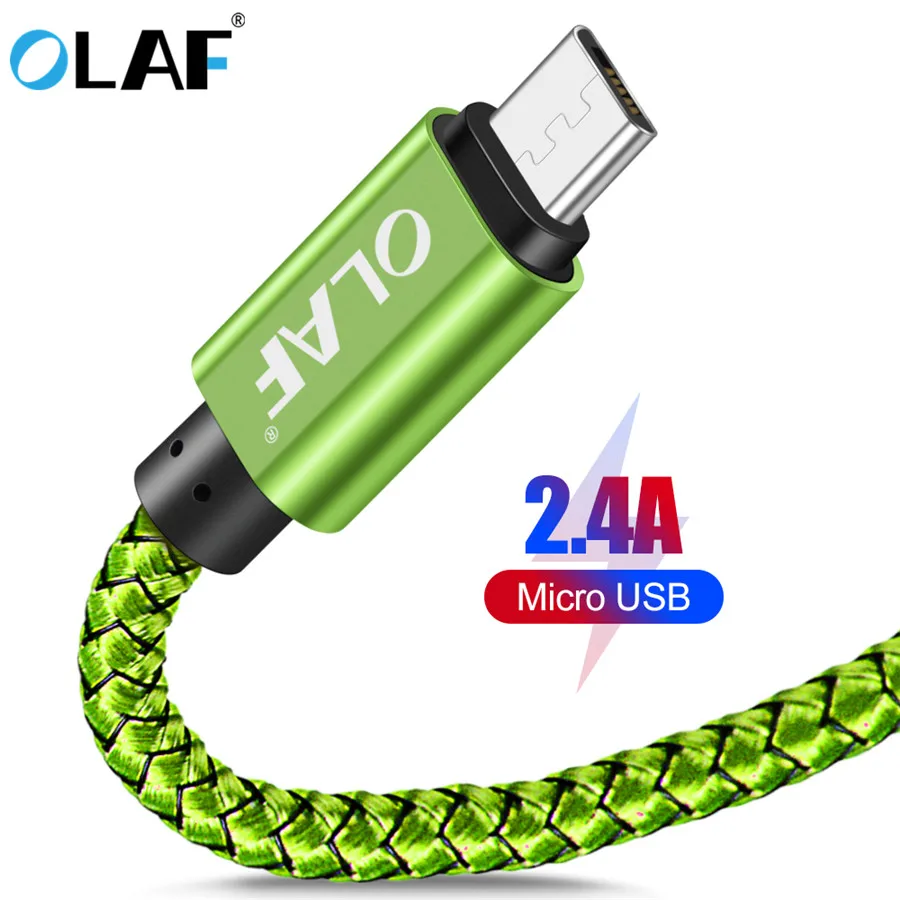 أولاف 1 M 2 M 3 M المصغّر usb كابل 2.4A سريع شحن سلك Microusb الروبوت شاحن الحبل ل سامسونج Xiaomi هواوي LG الهاتف المحمول الكابلات