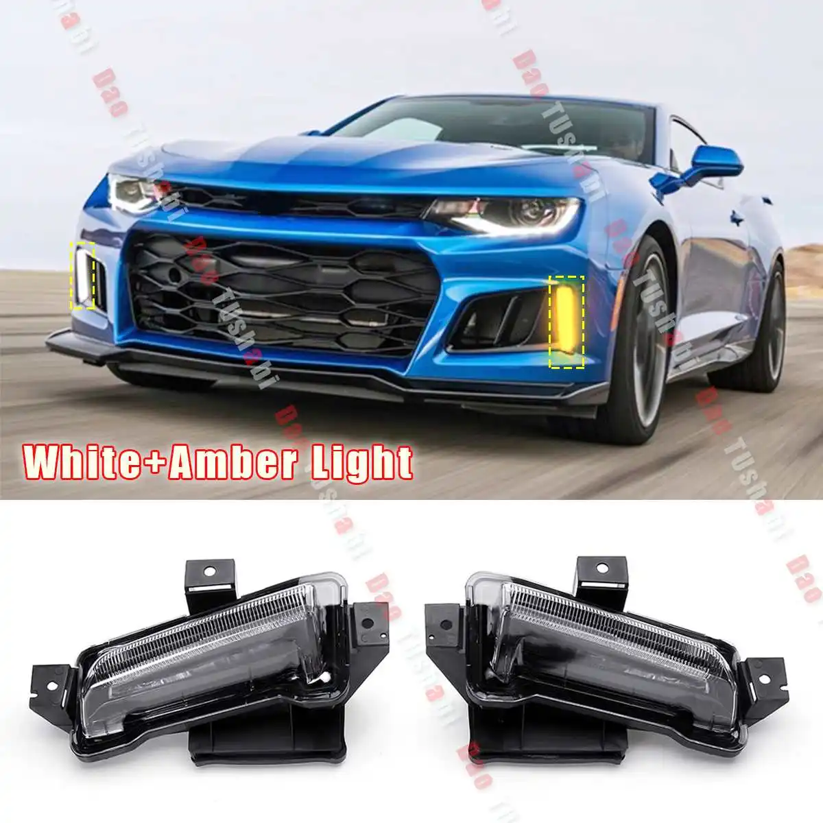 

Adjustable Dual Light For Chevy Camaro ZL1 1LT RS 2016+! DRL Fog White+ Amber Lights LED Clear Lens Daytime Running Light