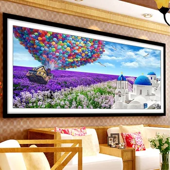 

Huacan Full Drill Square Diamond Painting Landscape 5D Picture Of Rhinestone DIY Embroidery Lavender Diamond Mosaic Flowers