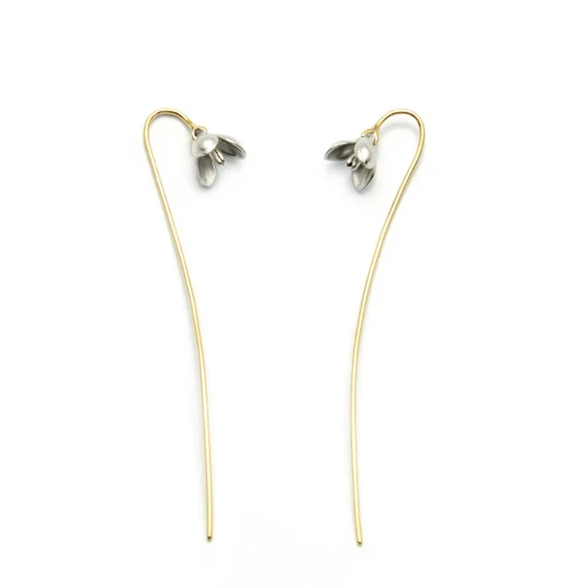 

925 Sterling Silver Manual Long magnolia flowers Earrings For Women Fashion Jewelry sterling-silver-jewelry pendientes