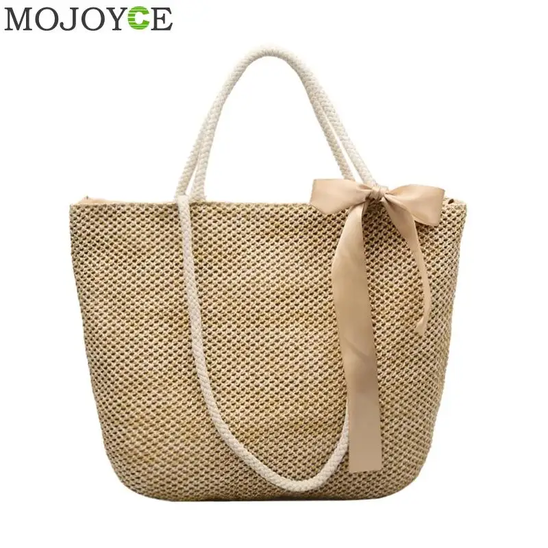

Bowknot Straw Beach Bag Bolsa Feminina Shoulder Bag Bohemian Casual Top Handbag for Women Shopping Bags Toes sac a main
