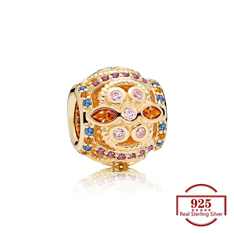 

Golden Zircon Colorful Charms Diy Beads Fits Original Charm 925 Sterling Silver Bracelet Women Trendy Jewelry Lover Gift