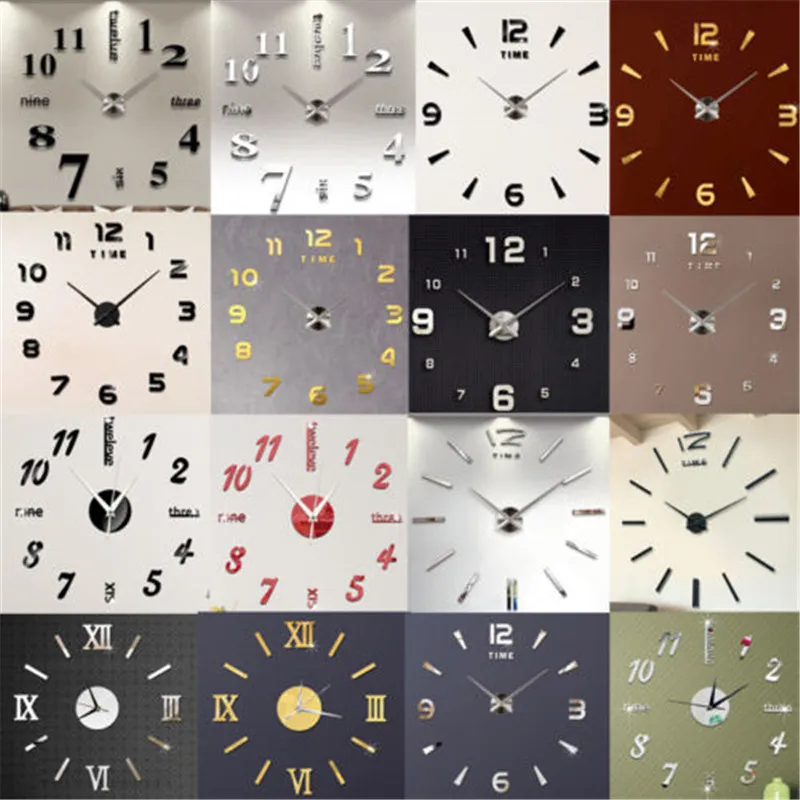 

Luxury 3D DIY Wall Clock Roman Numeral Mirror Sticker Home Living Room Art Decor