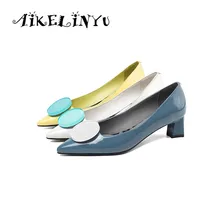 AIKELINYU Fashion Yellow Pointed Toe Low-heel Pumps Sexy Genuine Leather Party Women Shoes Fashion Shallow Office Lady Pumps AIKELINYU Fashion Yellow Pointed Toe Low-heel Pumps Sexy Genuine Leather Party Women Shoes Fashion Shallow Office Lady Pumps