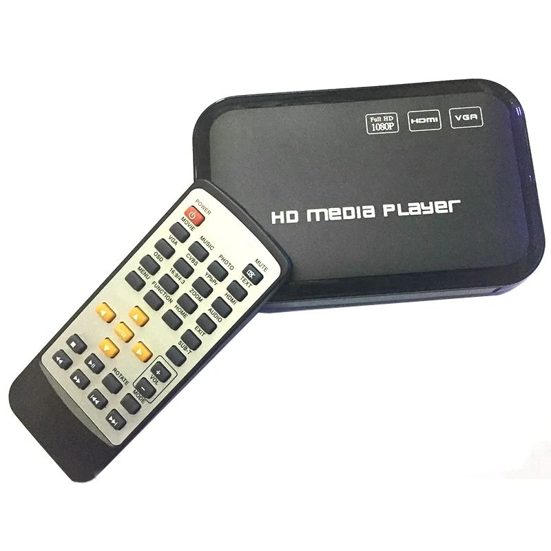 ЕС Plug Full Hd 1080P медиаплеер центр Мультимедиа Видео плеер с Hdmi Vga Av Usb Sd/Mmc Порт дистанционного управления Ypbpr кабель