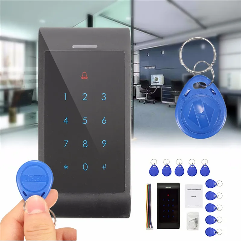 

Standalone Access Controller with 10pcs EM keychains RFID Access Control Keypad digital panel Card Reader For Door Lock System