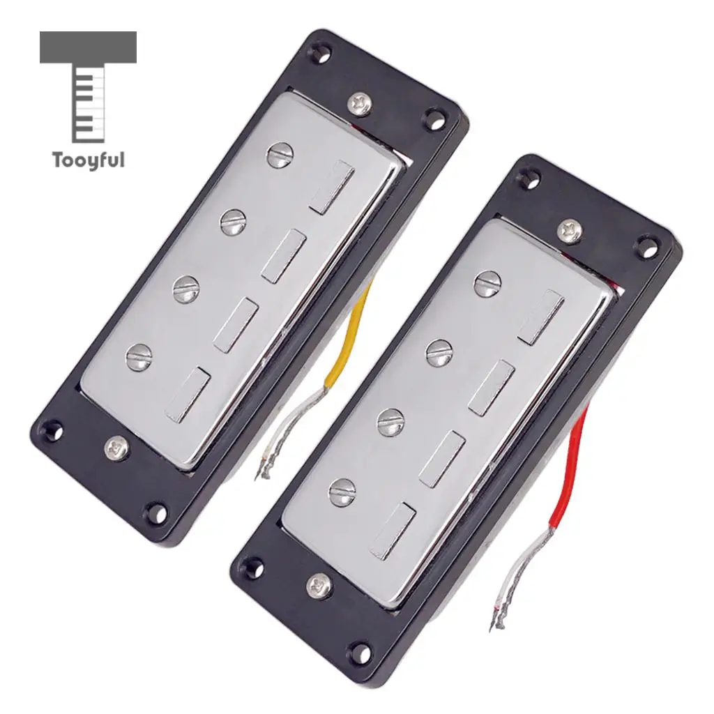 US $17.44 2pcs Plastic Electric Guitar Humbucker Pickups Bridge Neck Set with Black Frame for 4 String Electric Bass Pickups DIY Accessory
