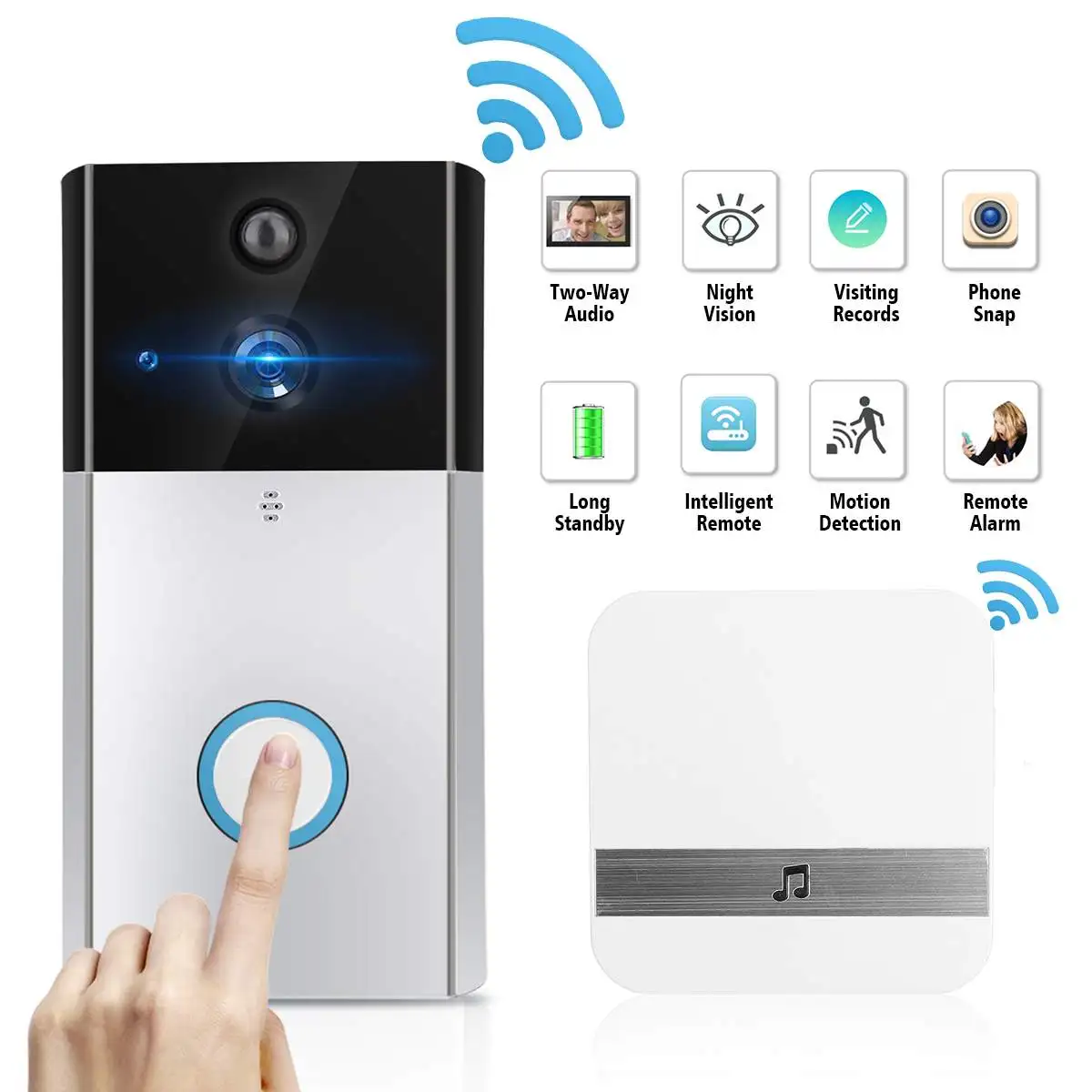 

Wireless Video DoorBell Camera 720P HD Smart Intercom Home Security Ring WiFi Remote Phone DoorBell for iOS for Android