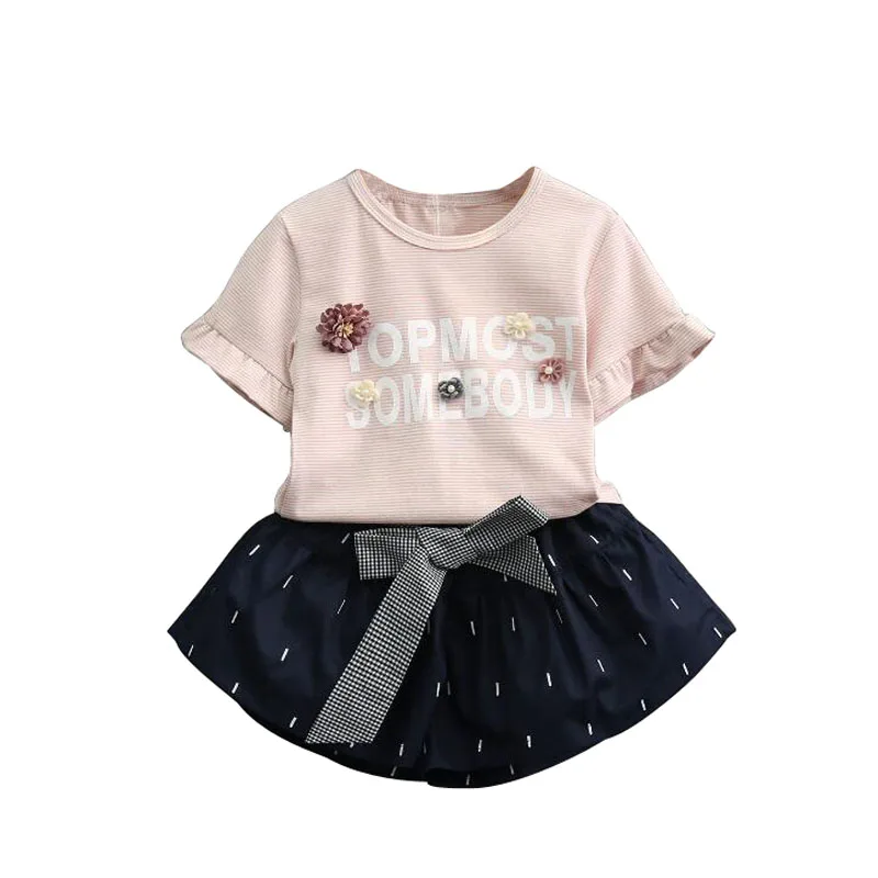

Kids Baby Girls Clothing Sets 2019 New Summer Fashion Style Letter Printed T-Shirts+Net Veil Dress 2Pcs Girls Clothes