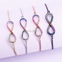 10 шт. новые модные женские туфли разноцветный браслет Micro Pave Радуга CZ кубический цирконий 8 Форма Браслеты с подвесками ювелирные изделия