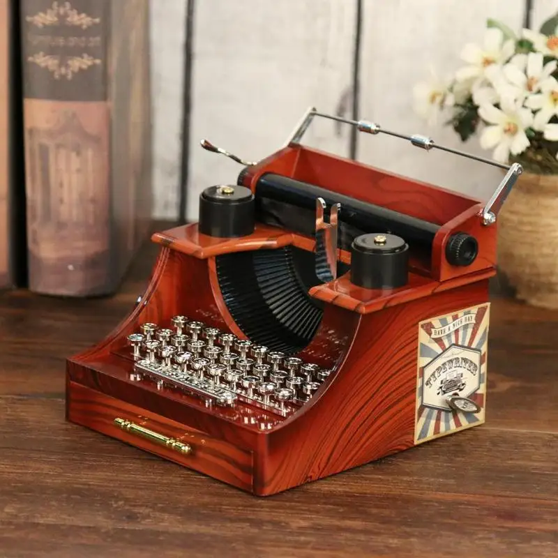 Креативная классическая модель пишущей машинки музыкальная шкатулка из дерева и металла античные музыкальные коробки подарок на день рождения, свадьбу