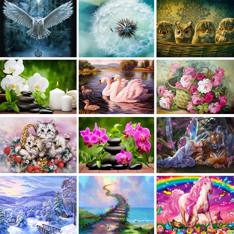 

Wholesale 5D Diy Diamond painting cross stitch Kits embroidery round diamond mosaic pattern picture kits wall sticker home decor