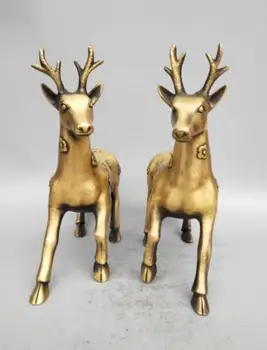 

Collection archaize brass Sika deer statue A pair big