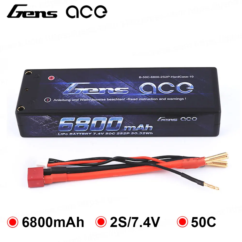 Gens ace Lipo аккумулятор 2S 6800mAh Lipo 7,4 V аккумулятор 50C аккумулятор 1/10 автомобиль 1/8 RC автомобиль для Traxxas Slash Emaxx Bandit