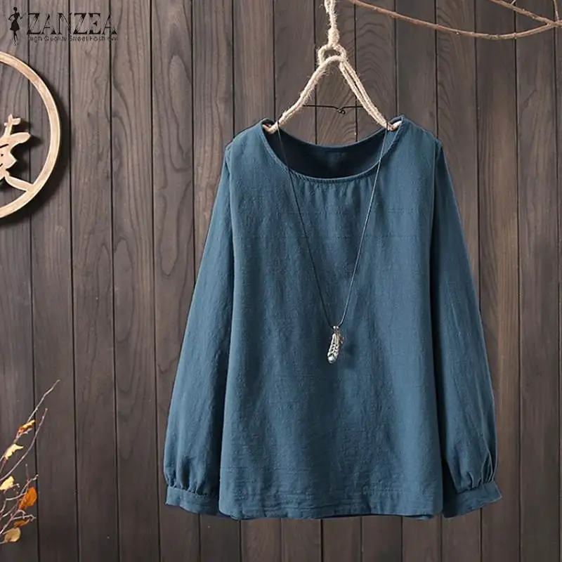 

ZANZEA Women Tops and Blouses 2019 Spring Office Ladies Work Shirt Tunic Top Blusas Casual Loose Cotton Blusa Feminina Plus Size