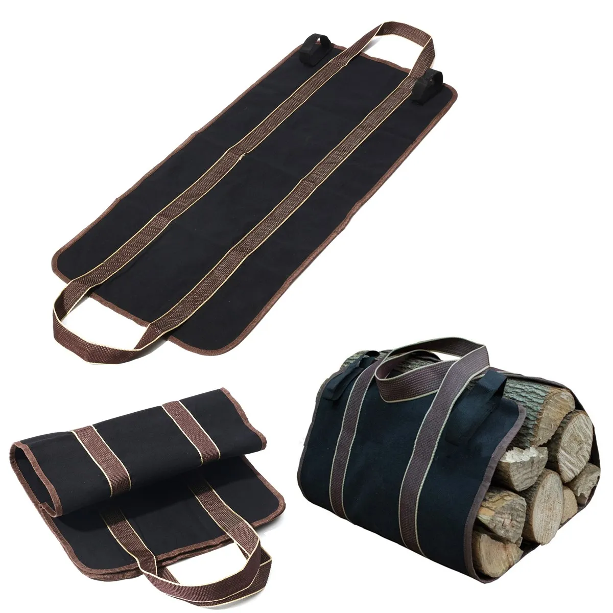 

Portable Canvas Supersized Firewood Carrier Log Tote Camping Holder Carry Bag