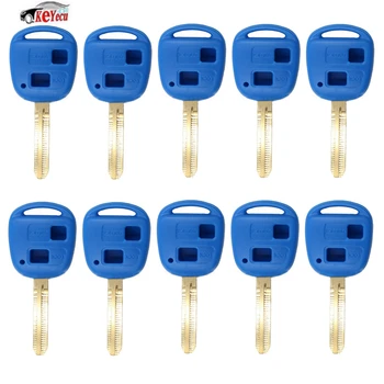 

KEYECU 10 Pcs/lot Replacement Remote Car Key Shell Case Fob 2 Button for Toyota TOY43 Blade Light Blue