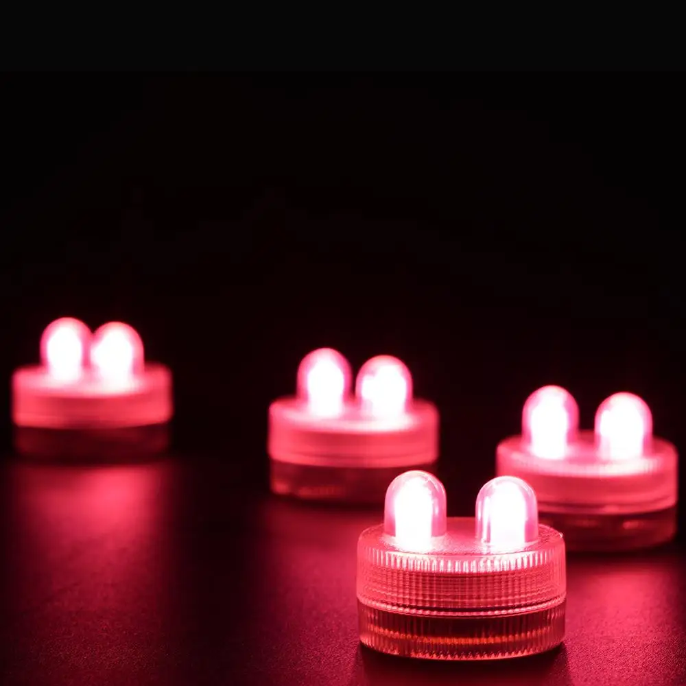 (12 pieces/lot)Decorate Wedding Super Bright LED Submersible Dual LED Floral Tea Lights with 2pcs 3V CR2032 Battery Included