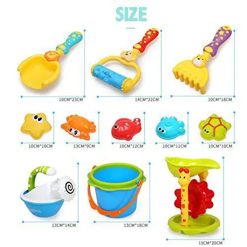  RCtown 11Pcs/Set Kids Baby Large Sandglass Shovel Rake Hourglass Beach Playing Toys Set Role Play T