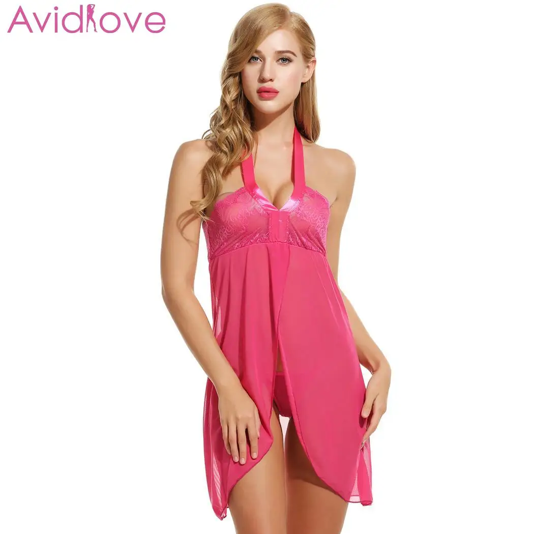 Avidlove женское эротическое розовое платье сексуальное кружевное нижнее белье