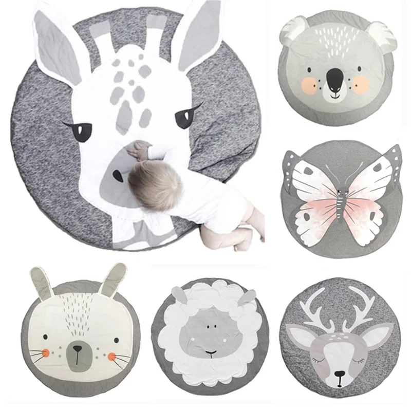

BalleenShiny Cute Kids Animal Cartoon Play Game Mats ToysBaby Round Cotton Crawling Blanket Floor Carpet Rug Baby Room Decor