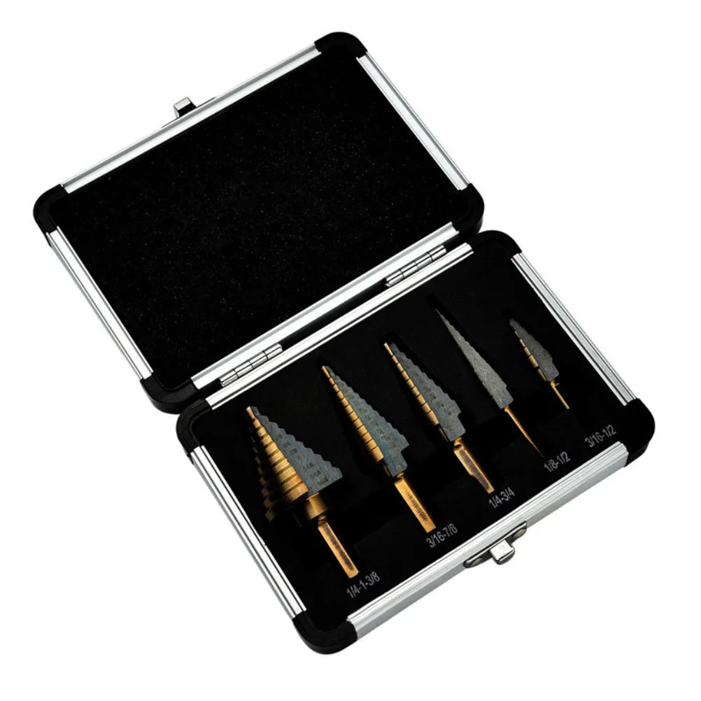 

Pack of 5 Practical High Speed Steel Useful Durable Multi Function HSS Step Drill Bit Set Drilling Tool Hole Cutter