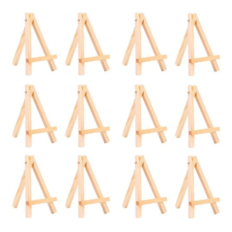 

JFBL Hot 3 by 5 Inch Tiny Wood Easels Set for Paintings Craft Small Acrylics Oil Projects, Pack of 12