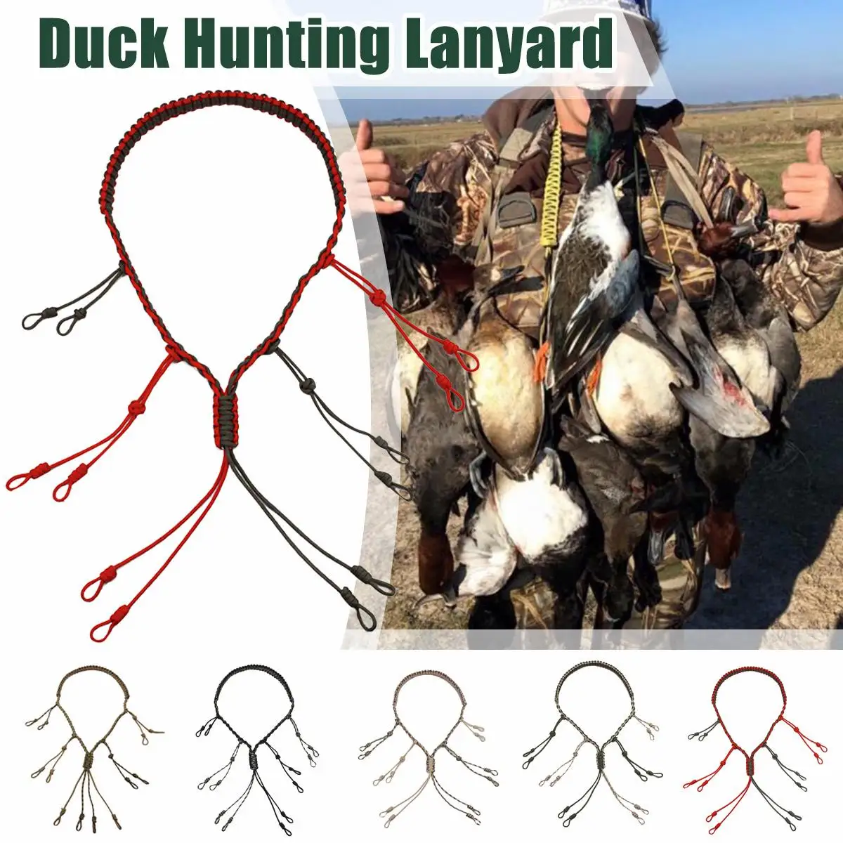 

Duck Game Call Lanyard with 12 Adjustable Loops Lanyard Holder Hand Braided Paracord Hunting Decoys Rope