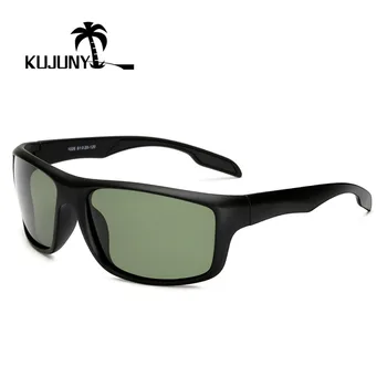 

KUJUNY Men Sport Style Polarized Sunglasses Vintage Mens Driving Sun Glasses Retro Square Eyeglasses Black Big Frame Sunglass