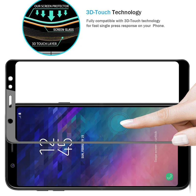 Защитное стекло для samsung A6 2018 Защита экрана gagaxy a6 закаленное на 6a с полным