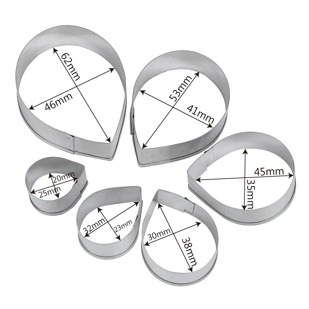 6 шт./компл. форма капли воды помадка торт набор для выпечки с шоколадом форма лепестка розы формочки для печенья нож для бисквита из нержавеющей стали