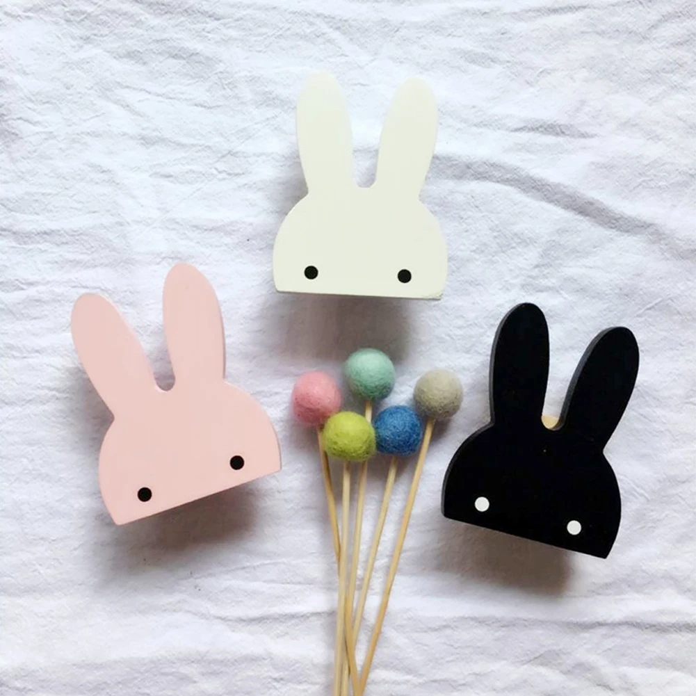 

Home Multifunctional Nordic Style Children Room DIY Wall Mounted Clothes Wooden Hook Rabbit Decor Accessories Hat Cute Hanger