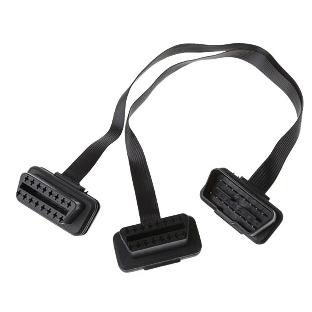 16 контактный OBD2 штекер двойной гнездовой разветвитель плоский тонкий Y разъем