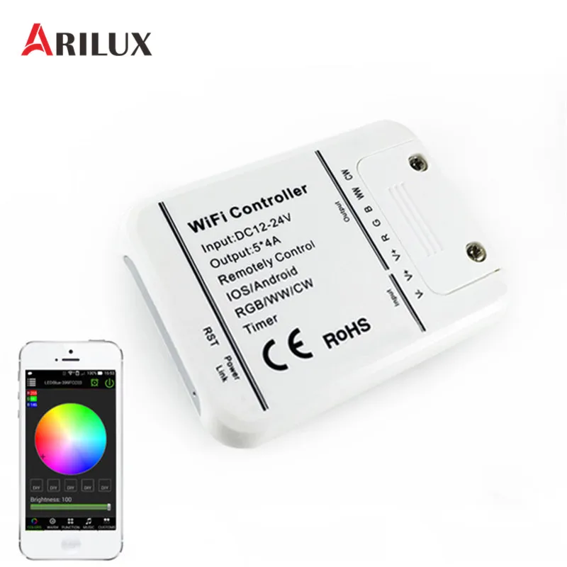 

ARILUX AL-LC06 LED WIFI Smartphone Controller Romote 5 Channels DC12-24V For RGBWW Strip light
