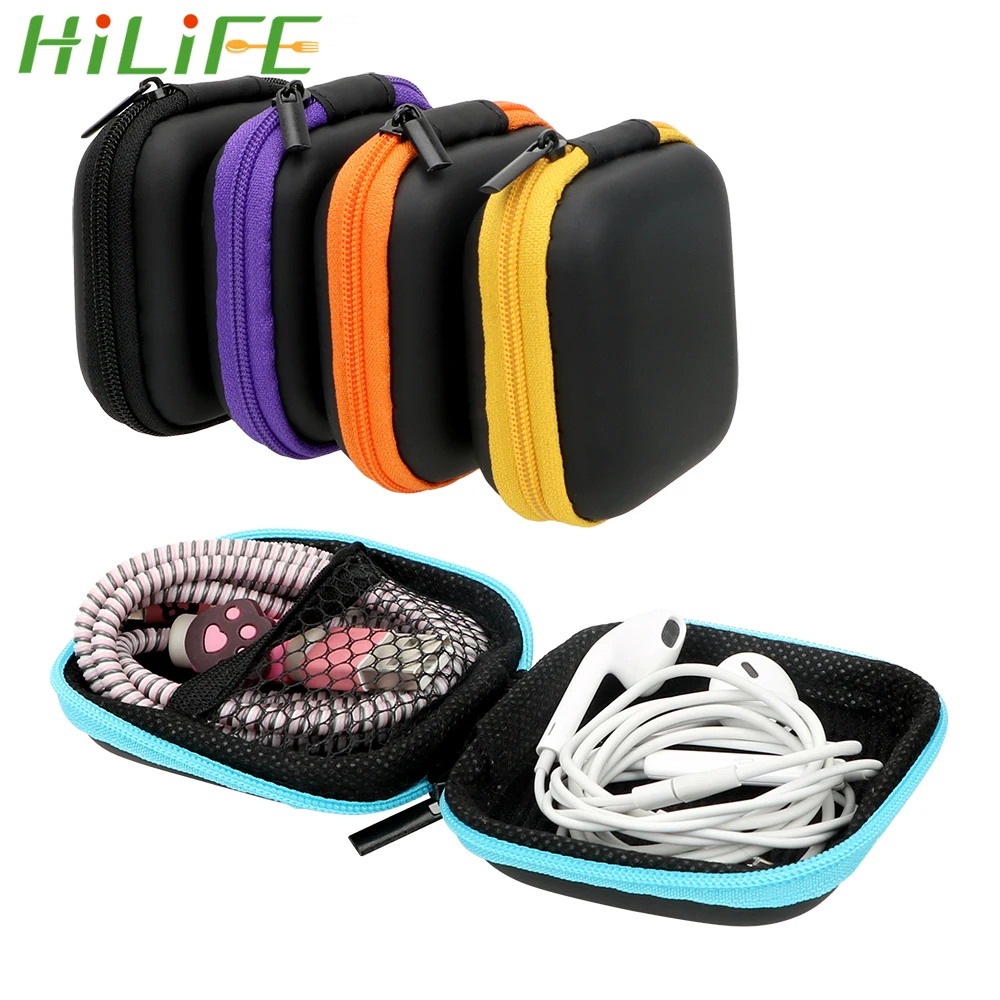 HILIFE زيبر الصلب سماعة حالة المحمولة سماعات الأذن الحقيبة مربع USB منظم الكابلات سماعة غطاء حامي سماعة حقيبة التخزين