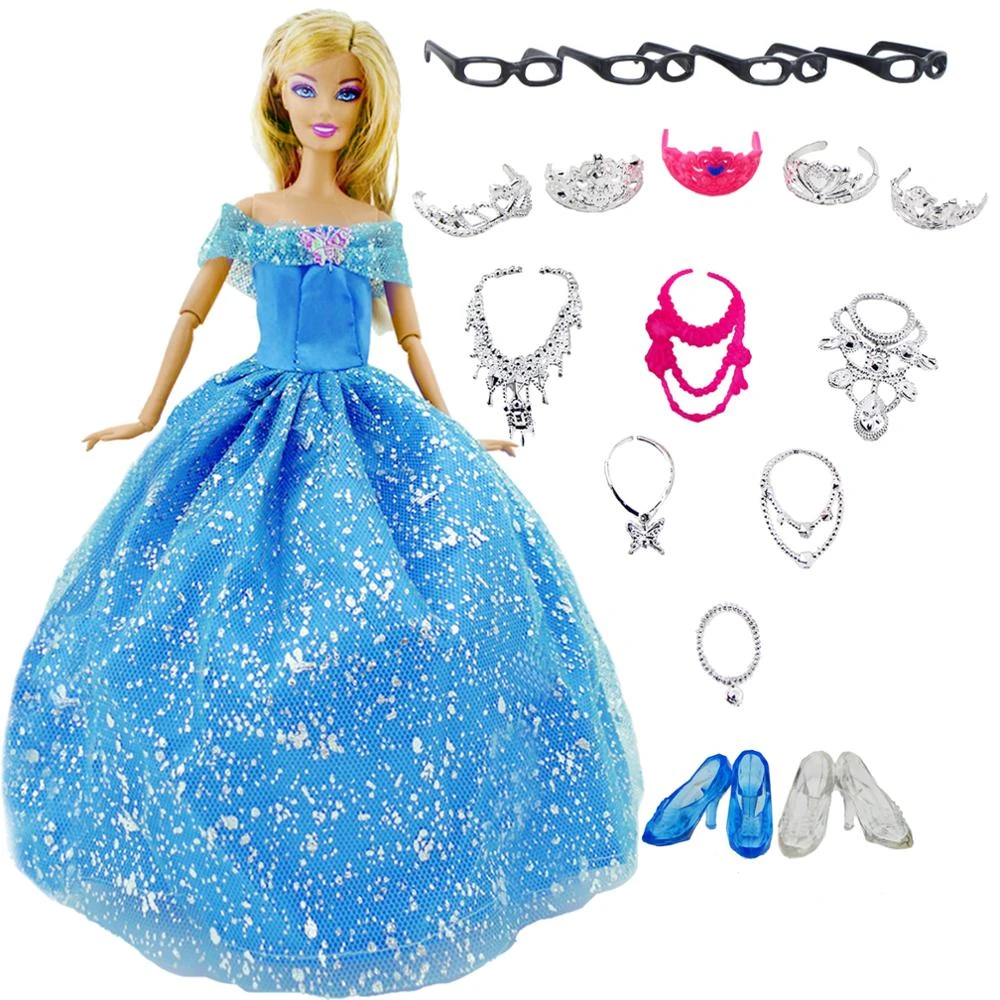 Doll Accessories Fashion Clothes Set For 11.5in Doll White Coat /& Silver Dress