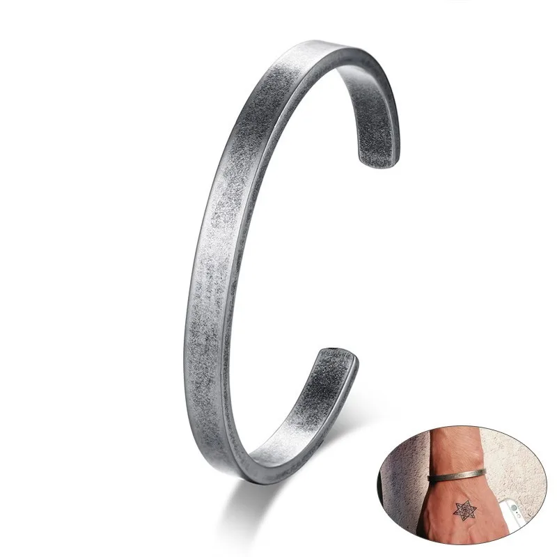 

Men's Vintage Cuff Bracelet Bangle for Women Original Railroad Antique Silver Color Solid Stainless Steel Braslet Jewelry
