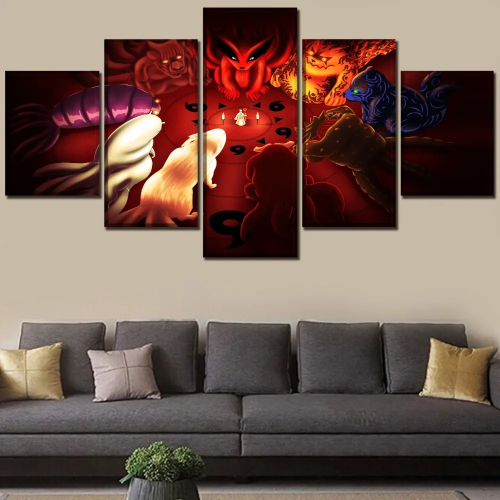 

5 Piece Anime Naruto Kurama Sage of Six Paths Painting High Quality Canvas Print Wall Art Home Decor Modular Picture Framework