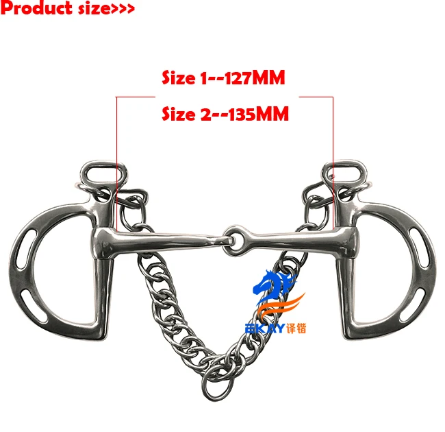 Мундштук для лошади из нержавеющей стали, цельный соединенный рот с SS цепью и крючками.(SBT0902