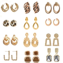 Большой 21 дизайн металлическая винтажная Капля воды серьги для женщин ZA Золото Серебро Цвет массивные серьги современная мода ювелирные изделия подарок